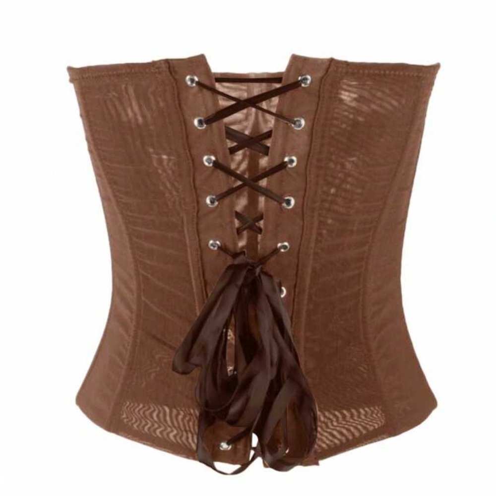 Luxe brown lace up back corset crop top bralette - Picture 3 of 4